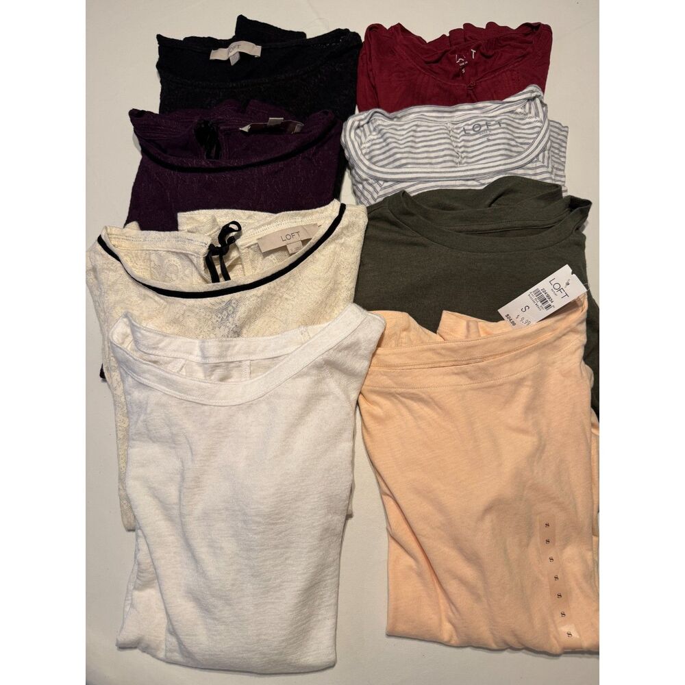 LOFT 8pc Top Bundle - Size Small - NWT Peach Tee, Lace Blouses, Layering Basics